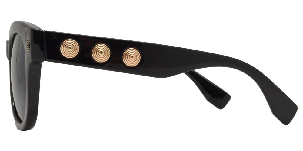 Wholesale - FC 6174 - Retro Round Horn Rimmed Stud Temple Plastic Sunglasses - Dynasol Eyewear