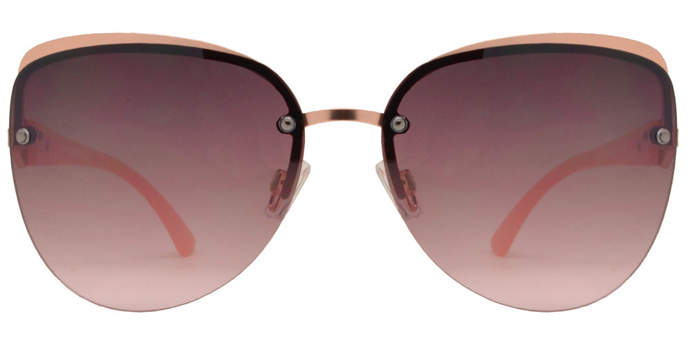 Wholesale - FC 6204 - Modern Rimless Cat Eye Rhinestone Accent Women Metal Sunglasses - Dynasol Eyewear