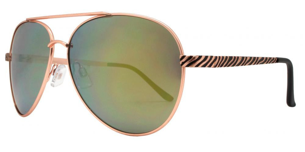 Wholesale - FC 6245 - Aviator with Zebra Print Temple Women Metal Sunglasses - Dynasol Eyewear