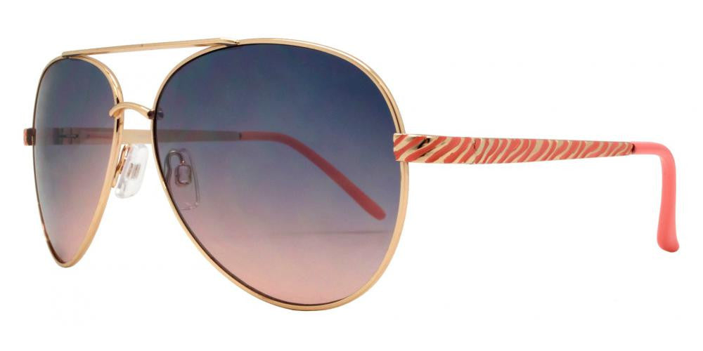 Wholesale - FC 6245 - Aviator with Zebra Print Temple Women Metal Sunglasses - Dynasol Eyewear
