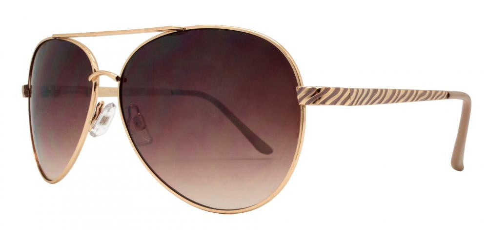 Wholesale - FC 6245 - Aviator with Zebra Print Temple Women Metal Sunglasses - Dynasol Eyewear