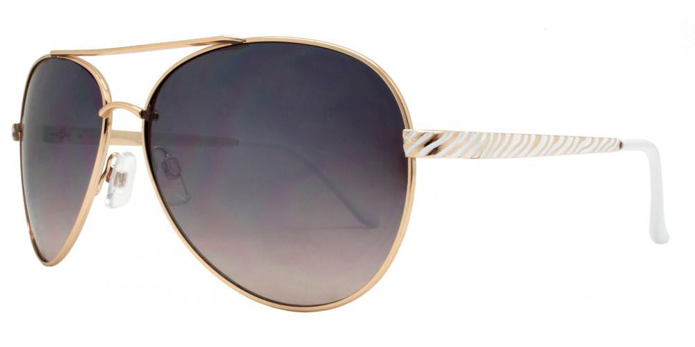 Wholesale - FC 6245 - Aviator with Zebra Print Temple Women Metal Sunglasses - Dynasol Eyewear