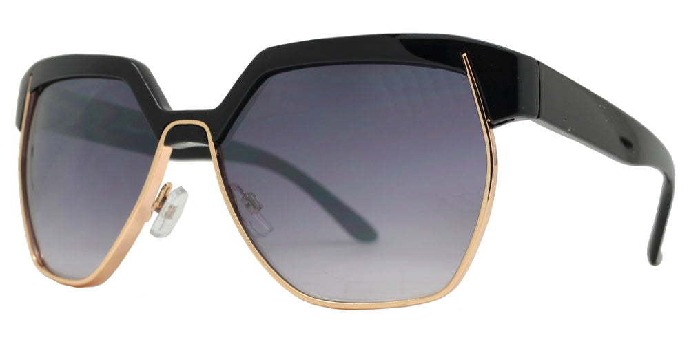 Wholesale - FC 6252 - Retro hexagon Half Rimmed Plastic Sunglasses - Dynasol Eyewear