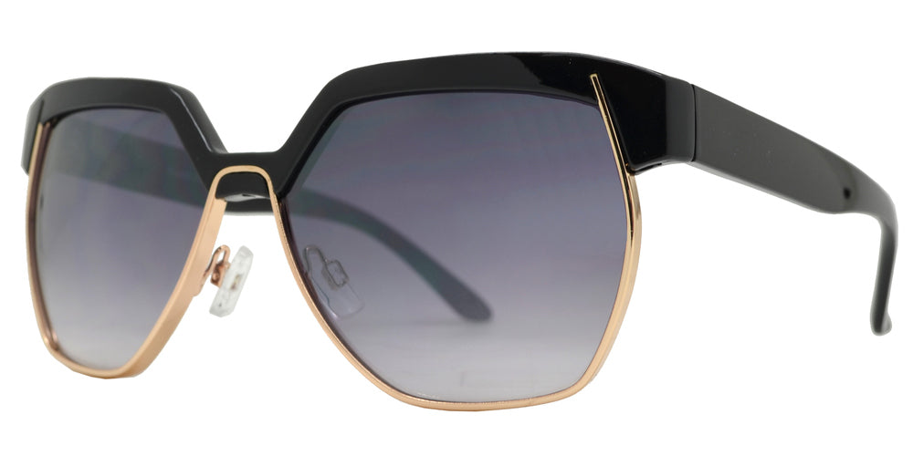 Wholesale - FC 6252 - Retro hexagon Half Rimmed Plastic Sunglasses - Dynasol Eyewear