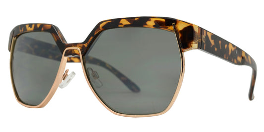 Wholesale - FC 6252 - Retro hexagon Half Rimmed Plastic Sunglasses - Dynasol Eyewear