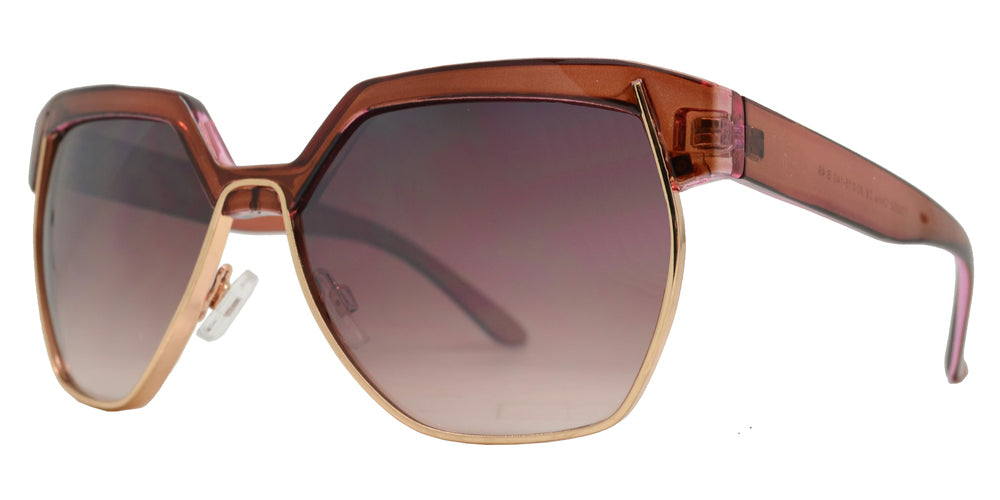 Wholesale - FC 6252 - Retro hexagon Half Rimmed Plastic Sunglasses - Dynasol Eyewear