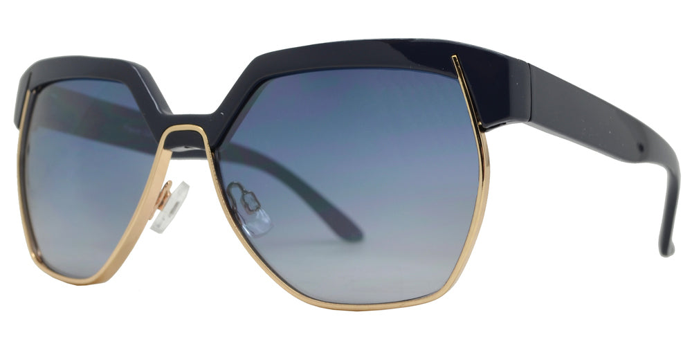 Wholesale - FC 6252 - Retro hexagon Half Rimmed Plastic Sunglasses - Dynasol Eyewear