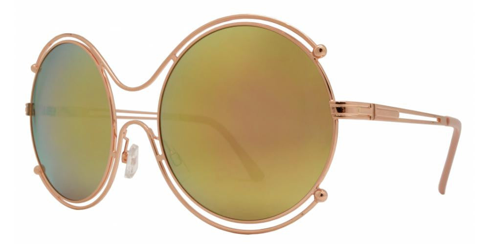 Wholesale - FC 6295 - Oversize Round Cutout Metal Sunglasses - Dynasol Eyewear