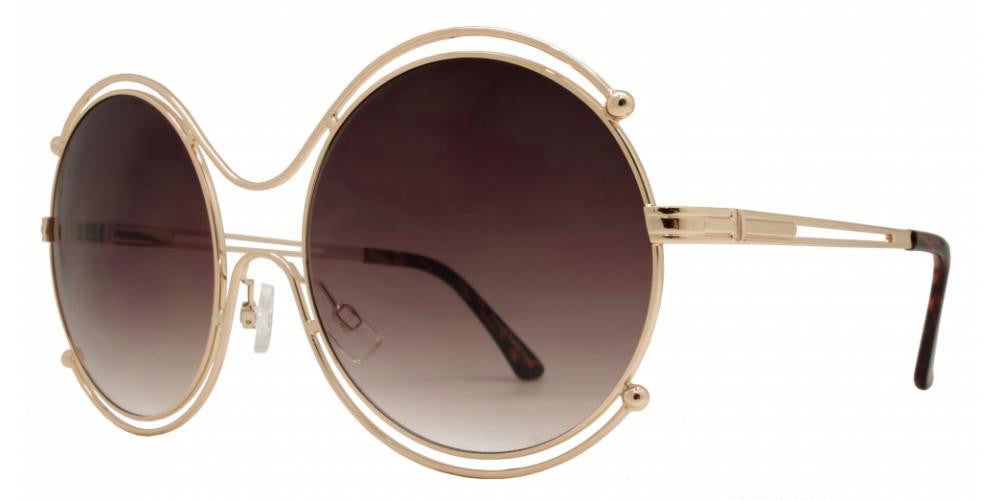 Wholesale - FC 6295 - Oversize Round Cutout Metal Sunglasses - Dynasol Eyewear