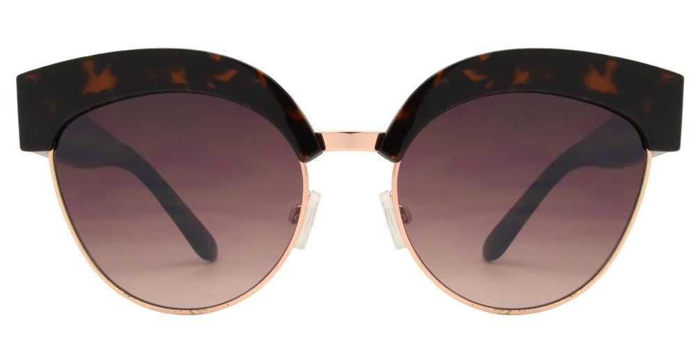 Wholesale - FC 6343 - Flat Lens Cat Eye Half Rimmed Women Plastic Sunglasses - Dynasol Eyewear