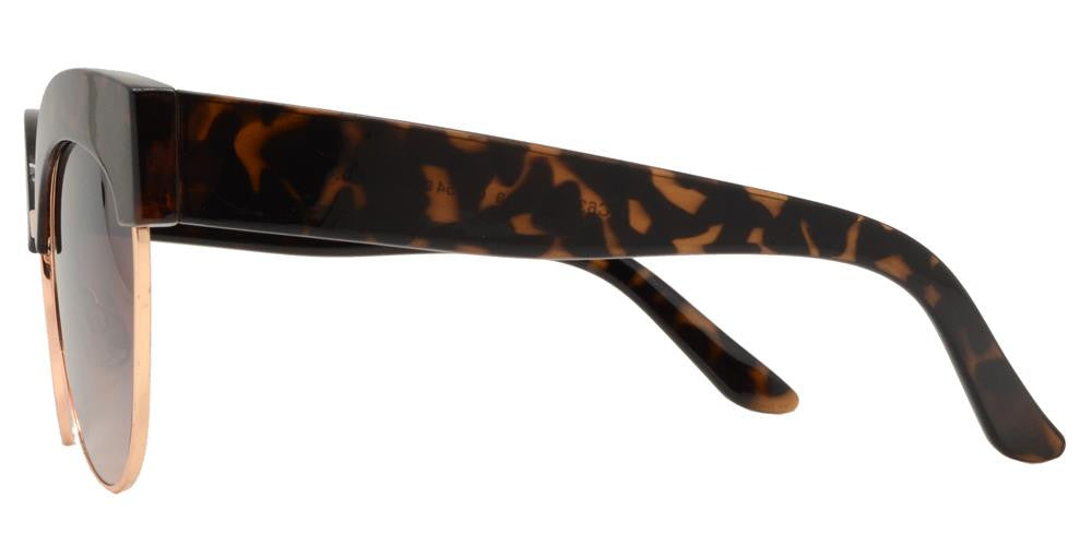 Wholesale - FC 6343 - Flat Lens Cat Eye Half Rimmed Women Plastic Sunglasses - Dynasol Eyewear