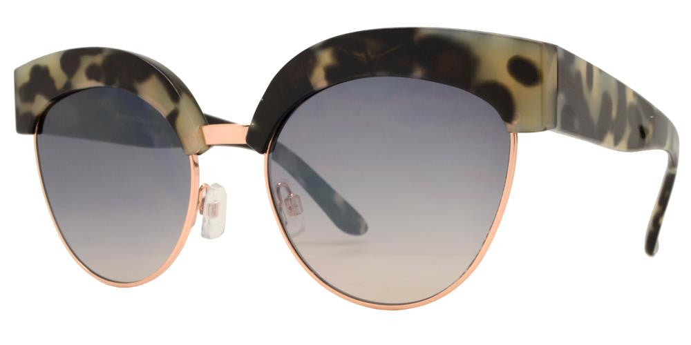 Wholesale - FC 6343 - Flat Lens Cat Eye Half Rimmed Women Plastic Sunglasses - Dynasol Eyewear