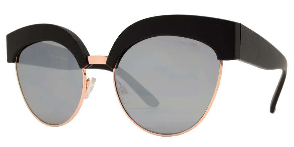 Wholesale - FC 6343 - Flat Lens Cat Eye Half Rimmed Women Plastic Sunglasses - Dynasol Eyewear