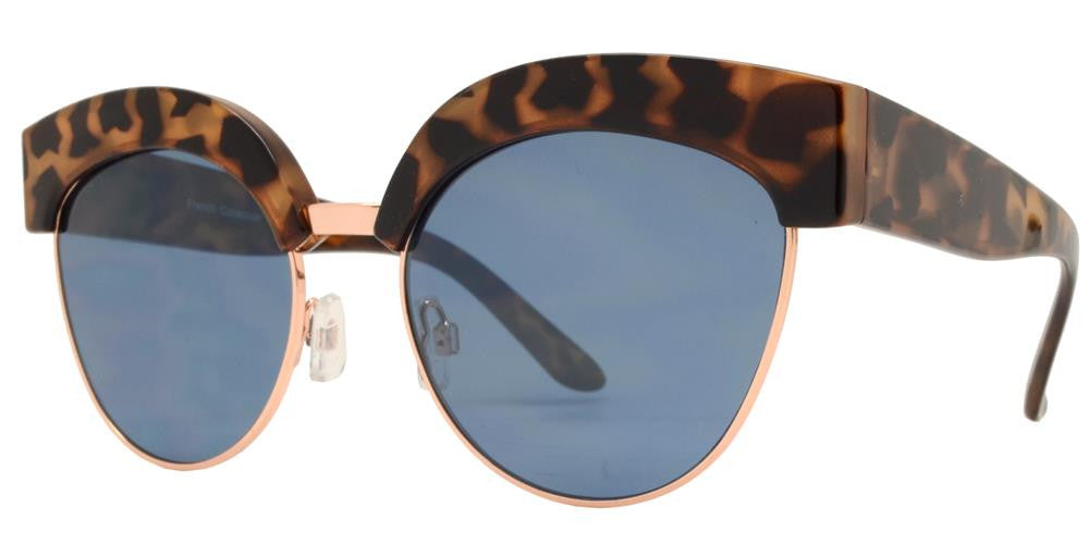 Wholesale - FC 6343 - Flat Lens Cat Eye Half Rimmed Women Plastic Sunglasses - Dynasol Eyewear