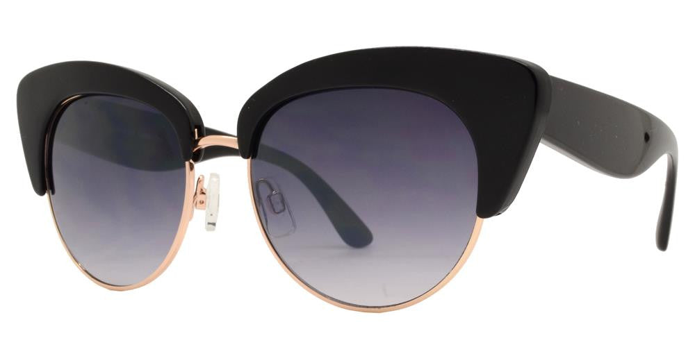 Wholesale - FC 6347 - Cat Eye Half Rimmed Chunky Women Plastic Sunglasses - Dynasol Eyewear