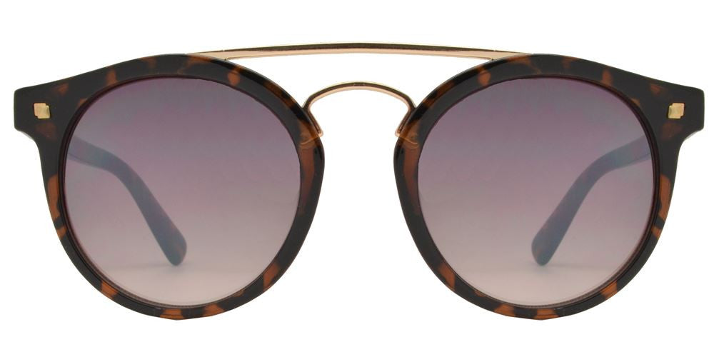 Wholesale - FC 6360 - Retro Round with Brow Bar Plastic Sunglasses - Dynasol Eyewear