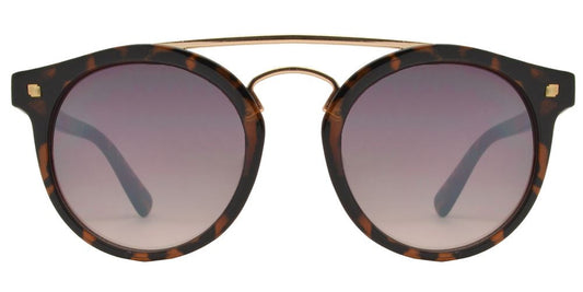 Wholesale - FC 6360 - Retro Round with Brow Bar Plastic Sunglasses - Dynasol Eyewear