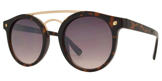 Wholesale - FC 6360 - Retro Round with Brow Bar Plastic Sunglasses - Dynasol Eyewear