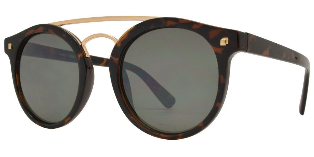 Wholesale - FC 6360 - Retro Round with Brow Bar Plastic Sunglasses - Dynasol Eyewear