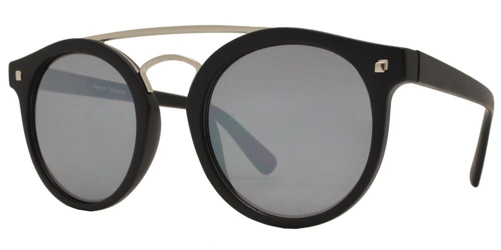 Wholesale - FC 6360 - Retro Round with Brow Bar Plastic Sunglasses - Dynasol Eyewear