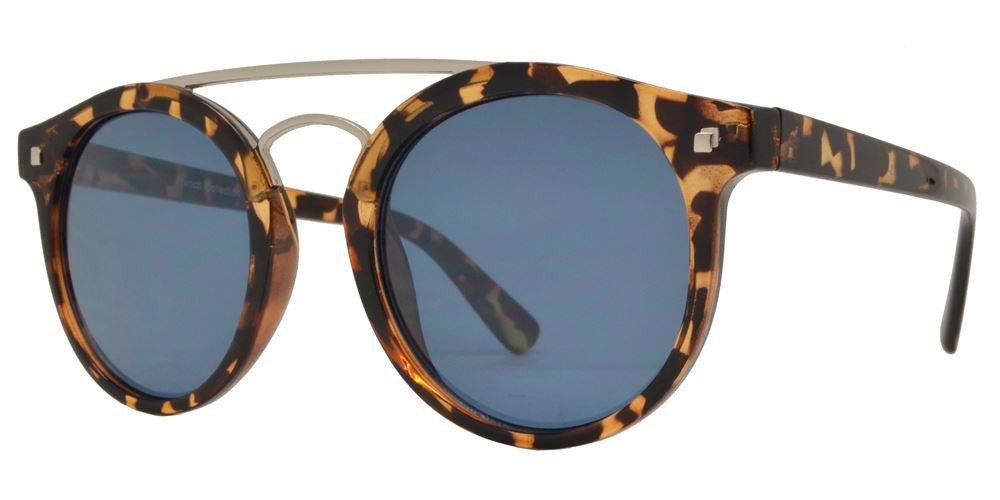 Wholesale - FC 6360 - Retro Round with Brow Bar Plastic Sunglasses - Dynasol Eyewear