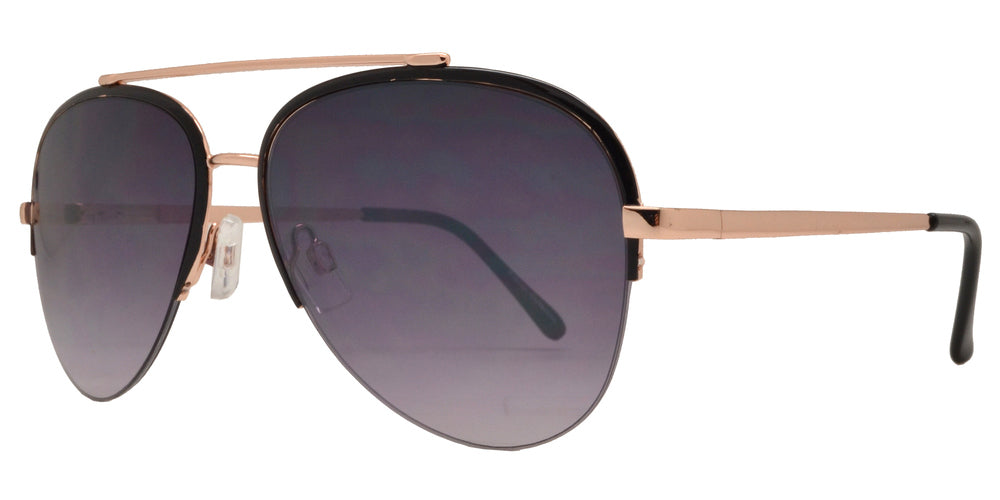 Wholesale - FC 6381 - Half Rimmed Brow Bar Aviator Metal Sunglasses - Dynasol Eyewear