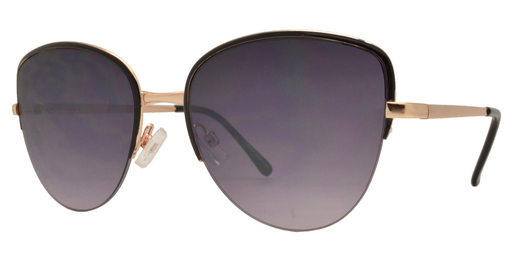 Wholesale - FC 6382 - Half Rimmed Cat Eye Women Metal Sunglasses - Dynasol Eyewear
