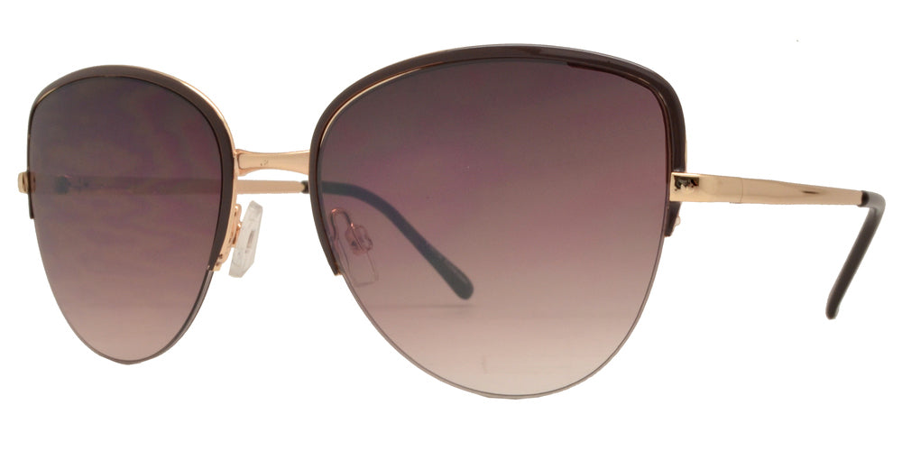 Wholesale - FC 6382 - Half Rimmed Cat Eye Women Metal Sunglasses - Dynasol Eyewear