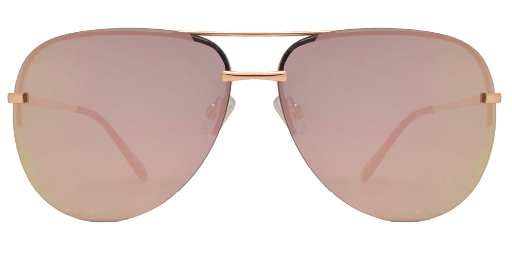 Wholesale - FC 6388 Pink RVC - Pink Mirror Rimless Aviator Metal Sunglasses - Dynasol Eyewear