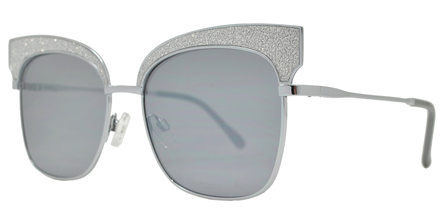 Wholesale - FC 6408 - Women's Slim Square with Glitter Accent Sunglasses - Dynasol Eyewear