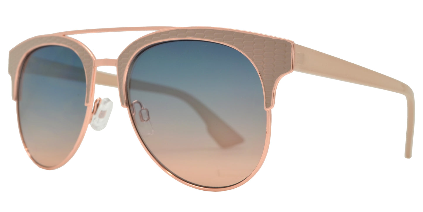 Wholesale - FC 6409 - Women's Modern Metal Aviator Sunglasses with Brow Bar - Dynasol Eyewear