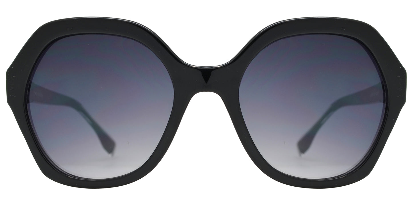 Wholesale - FC 6436 - Women's Plastic Hexagon Sunglasses with Metal Studs - Dynasol Eyewear