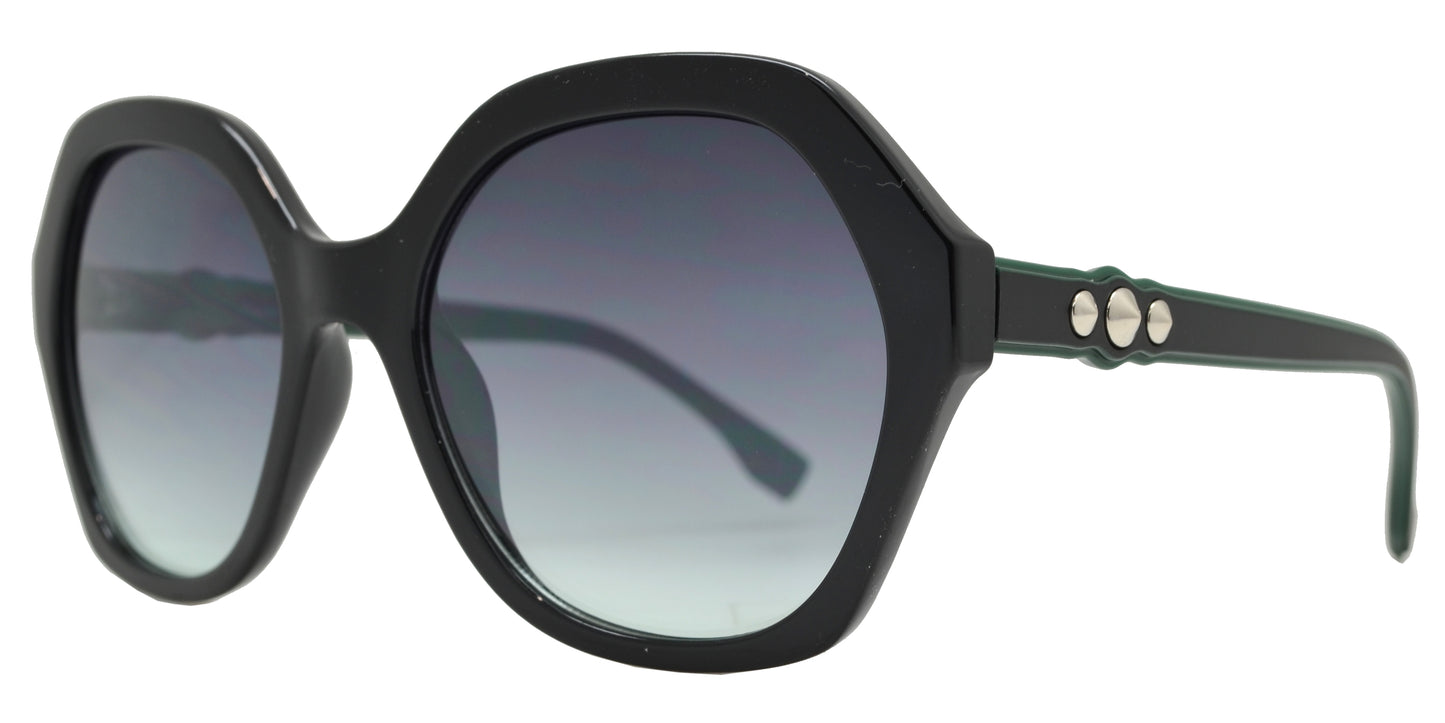 Wholesale - FC 6436 - Women's Plastic Hexagon Sunglasses with Metal Studs - Dynasol Eyewear