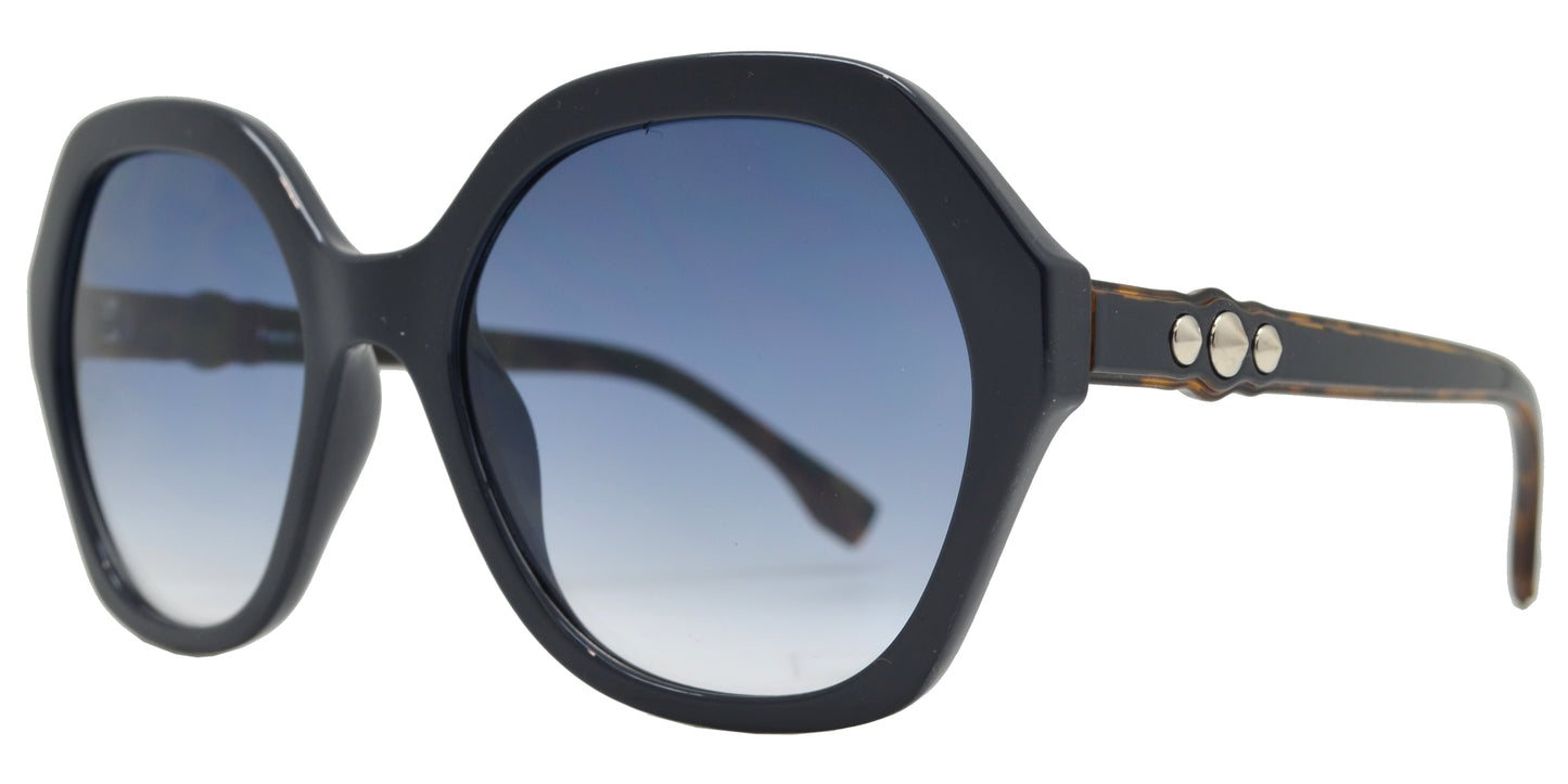 Wholesale - FC 6436 - Women's Plastic Hexagon Sunglasses with Metal Studs - Dynasol Eyewear