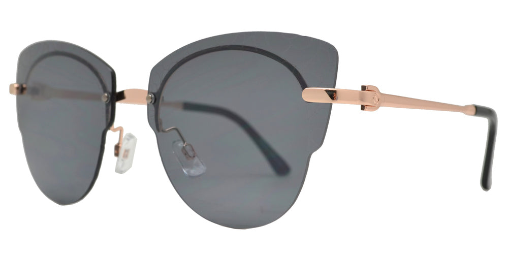 Wholesale - FC 6447 - Rimless Flower Detail Cat Eye Metal Sunglasses - Dynasol Eyewear