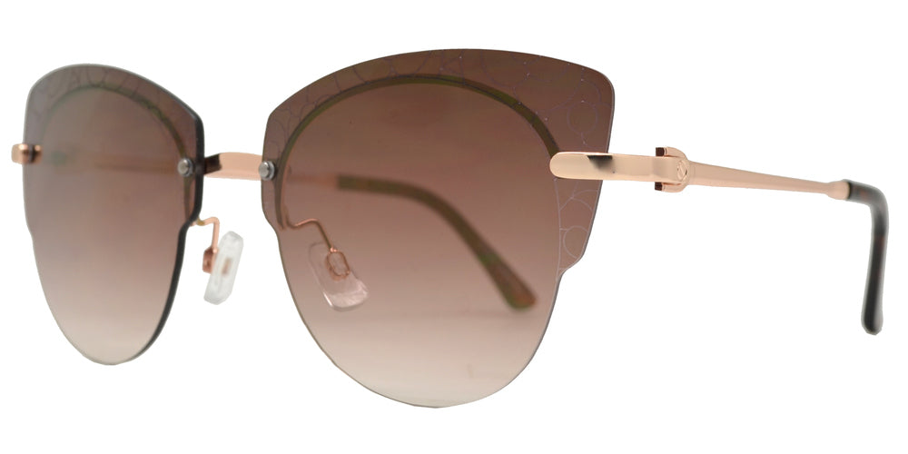 Wholesale - FC 6447 - Rimless Flower Detail Cat Eye Metal Sunglasses - Dynasol Eyewear