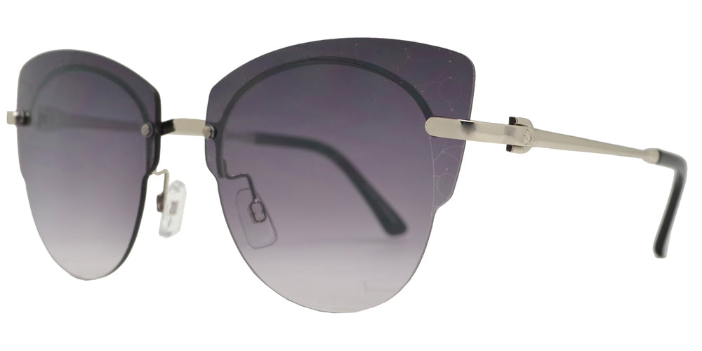 Wholesale - FC 6447 - Rimless Flower Detail Cat Eye Metal Sunglasses - Dynasol Eyewear