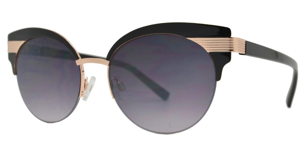 Wholesale - FC 6458 - Semi Rimless Round Lens Metal Cat Eye Sunglasses - Dynasol Eyewear