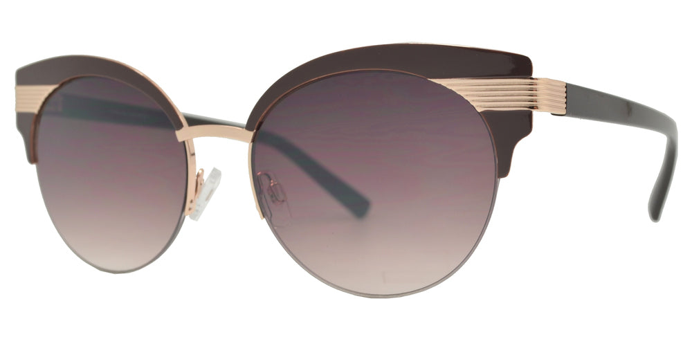 Wholesale - FC 6458 - Semi Rimless Round Lens Metal Cat Eye Sunglasses - Dynasol Eyewear