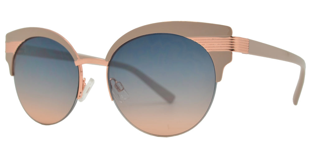 Wholesale - FC 6458 - Semi Rimless Round Lens Metal Cat Eye Sunglasses - Dynasol Eyewear