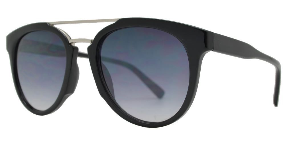 Wholesale - FC 6462 - Retro Oval Shaped with Brow Bar Plastic Sunglasses - Dynasol Eyewear