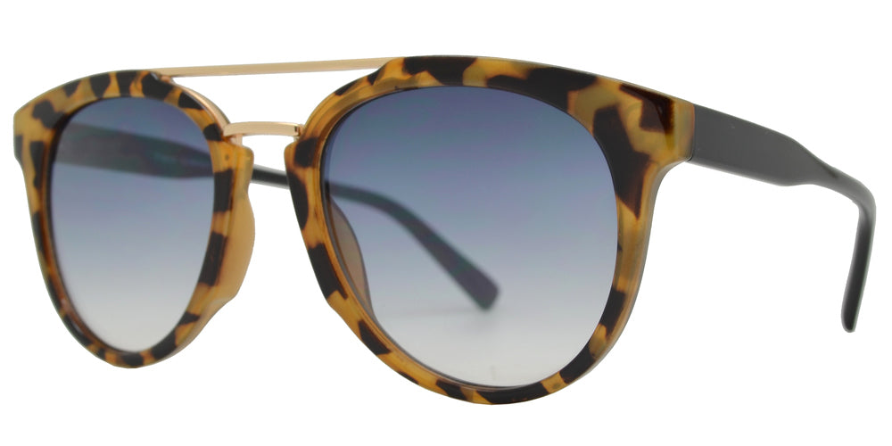 Wholesale - FC 6462 - Retro Oval Shaped with Brow Bar Plastic Sunglasses - Dynasol Eyewear