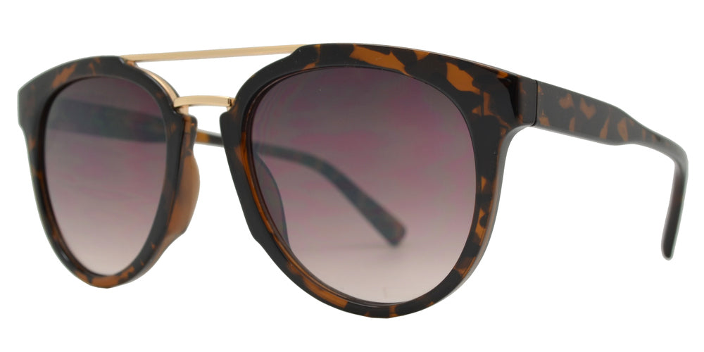 Wholesale - FC 6462 - Retro Oval Shaped with Brow Bar Plastic Sunglasses - Dynasol Eyewear