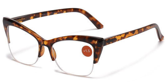 RS 1244 - Plastic Cat Eye Semi Rimless Reading Glasses