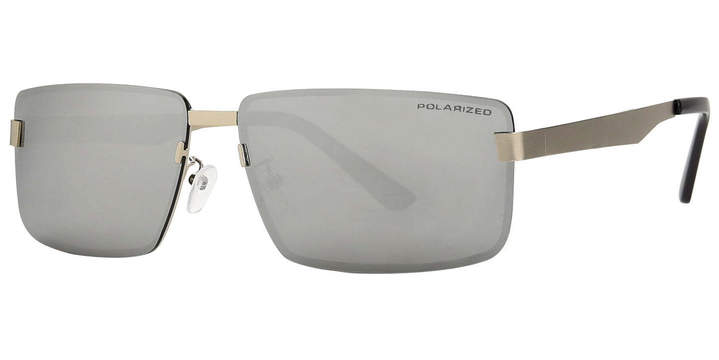 PL 8762 - Rimless Rectangular Metal Polarized Sunglasses