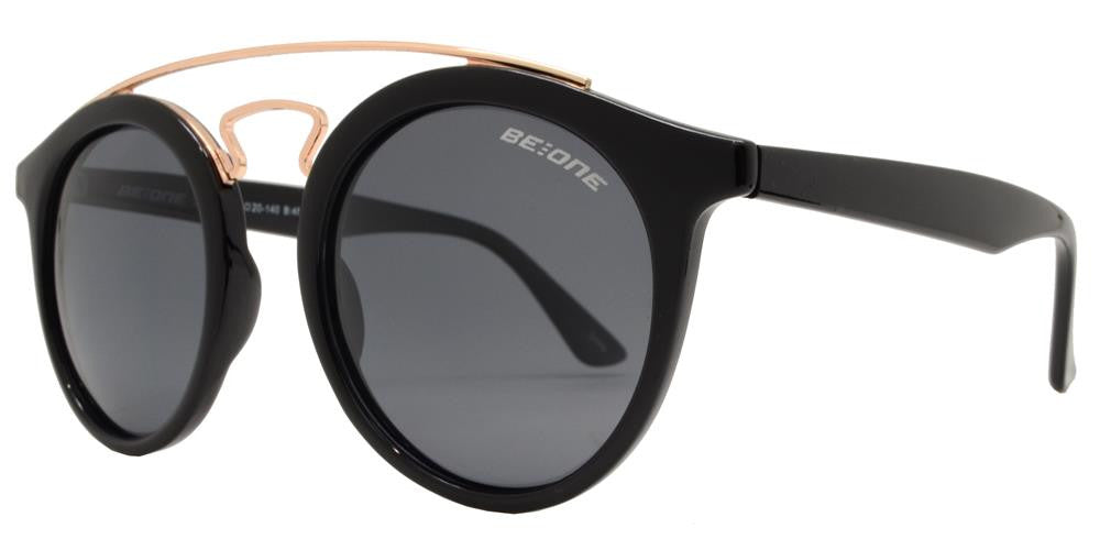 Wholesale - PL Laurel - Polarized Round Brow Bar with Keyhole and Plastic Sunglasses - Dynasol Eyewear