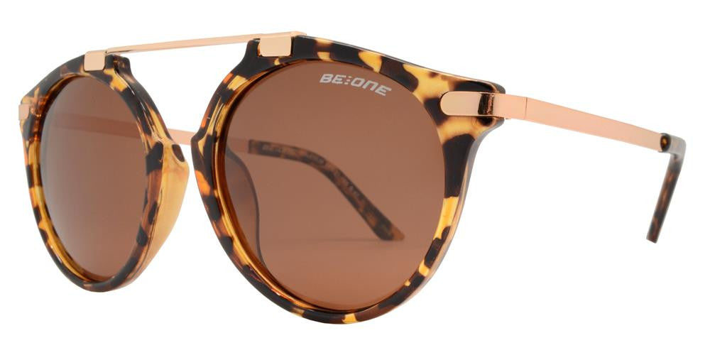 Wholesale - PL Malcolm - Polarized Round Horn Rimmed with Brow Bar Plastic Sunglasses - Dynasol Eyewear