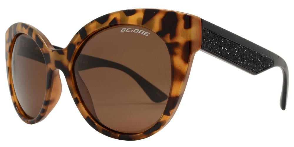 Wholesale - PL Melrose - Polarized Women Horn Rimmed Cat Eye with Glitter Plastic Sunglasses - Dynasol Eyewear