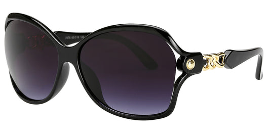 Wholesale - 7876 - Women's Butterfly Sunglasses with Chain Detail Temple - Dynasol Eyewear