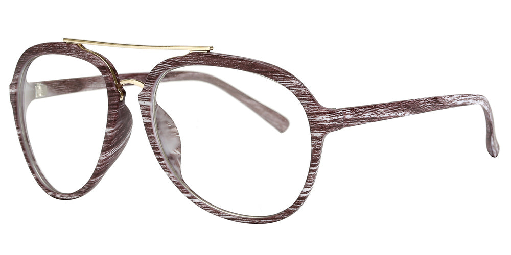 Wholesale - 7809 Clear - Retro Oval Shaped Sunglasses with Metal Brow Bar and Clear Lens - Dynasol Eyewear